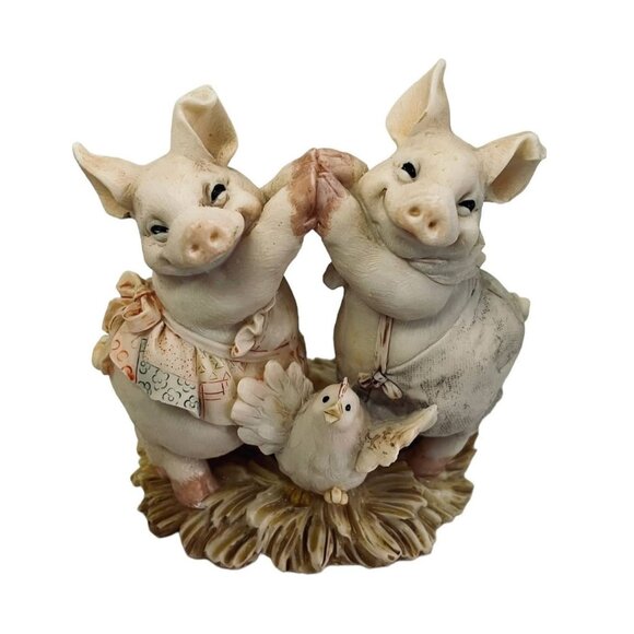 Vintage Westland 1995 Pig Figurine Two Little Pigs Mr and Mrs Pig 4' x 3 1/2" - Picture 1 of 10